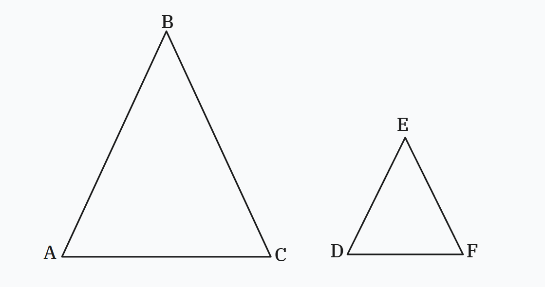 Two similar triangles (ABC) and (DEF)